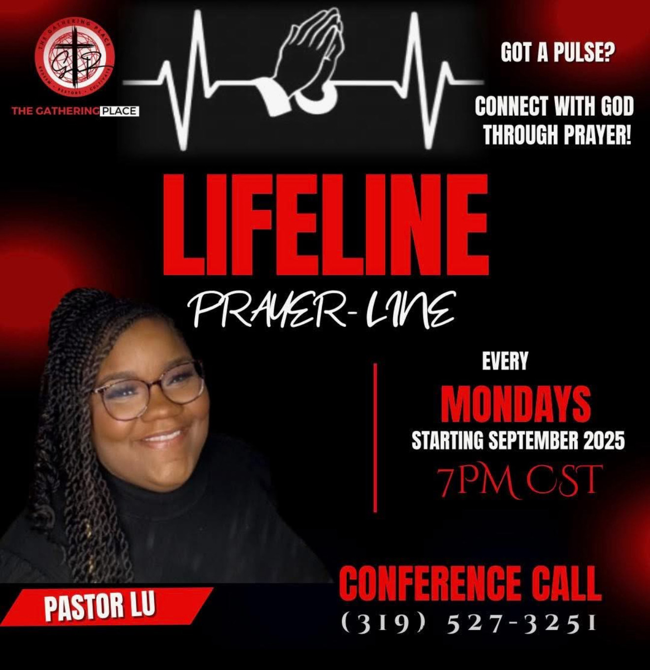 Lifeline Prayer Line flyer with Pastor Lu